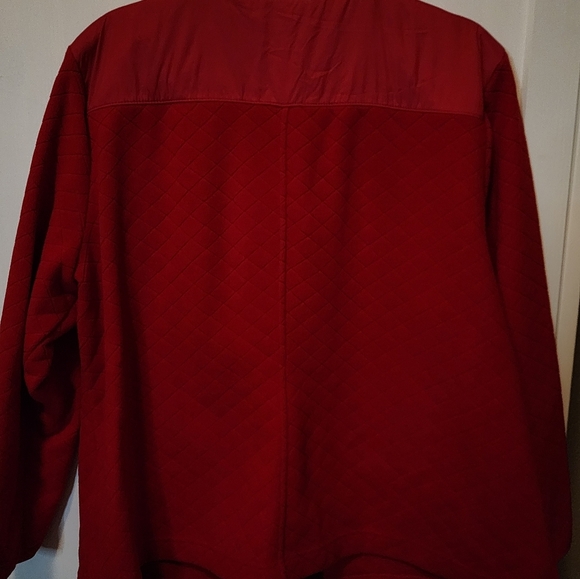 Talbots Red Fleece Jacket, Nylon Trim, Front Snap Pockets, Front Zip Sz 3XP - Picture 4 of 6